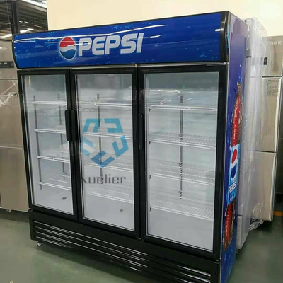 Three Door Beverage Showcase Commercial Upright Cooler Energy Drink Refrigerator
