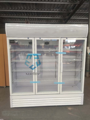 Three Door Beverage Showcase Commercial Upright Cooler Energy Drink Refrigerator