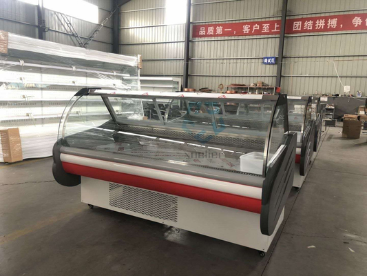 Painted Steel Butcher Meat Display Fridge Air Cooling 220V