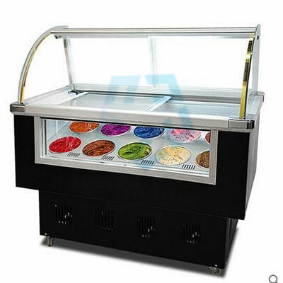 Sliding Door Ice Cream Showcase Freezer Direct Cooling 10 Trays 6 Barrels