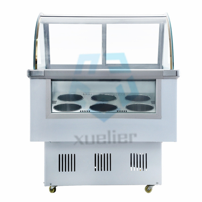 Sliding Door Ice Cream Showcase Freezer Direct Cooling 10 Trays 6 Barrels