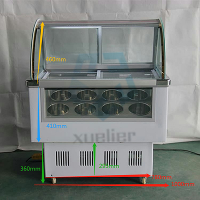 Sliding Door Ice Cream Showcase Freezer Direct Cooling 10 Trays 6 Barrels