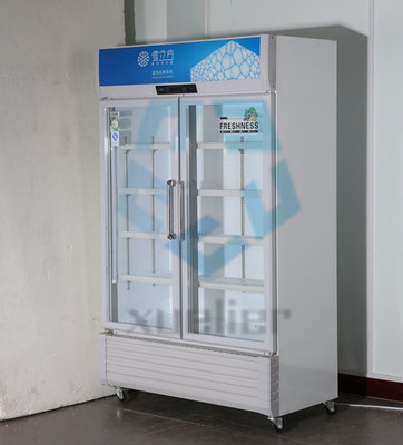 Commercial double-door upright glass beverage display freezer