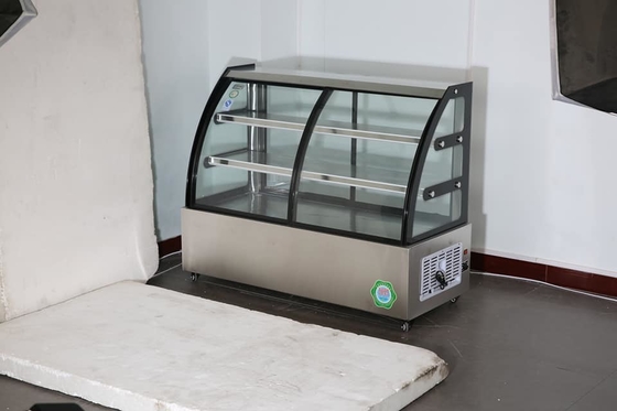 Air Cooling Ice Cream Showcase Freezer SS304 1200L Curved Glass