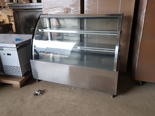 Air Cooling Ice Cream Showcase Freezer SS304 1200L Curved Glass