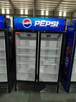 Direct Cooling Glass Door Display Freezer , Double Door Drinks Display Fridge