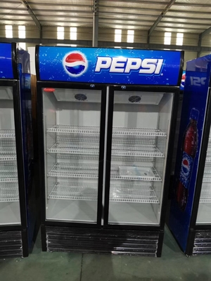 Direct Cooling Glass Door Display Freezer , Double Door Drinks Display Fridge