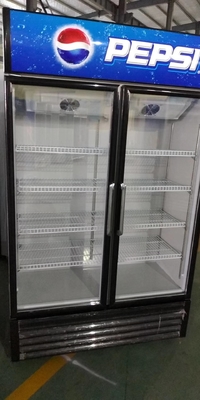 Direct Cooling Glass Door Display Freezer , Double Door Drinks Display Fridge