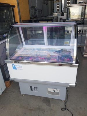 Ice Porridge Glass Door Display Freezer Cabinet Multi Bucket