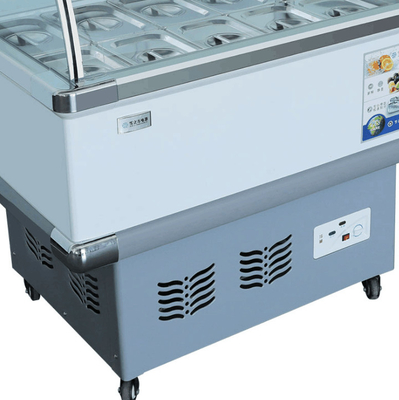 Ice Porridge Glass Door Display Freezer Cabinet Multi Bucket
