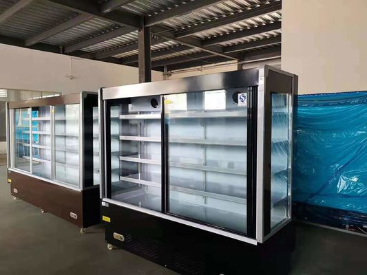 Fruit Vegetable Shop Preservation Display Cabinet Commercial With Door Curtain