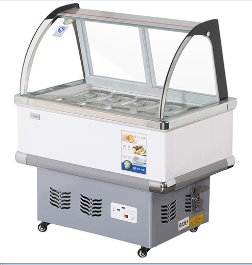 Ice Porridge Glass Door Display Freezer Cabinet Multi Bucket